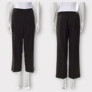 Misha NoNoo Sz 6 Straight Leg Trouser Pants Cuffed Hem Black Crepe Minimalist